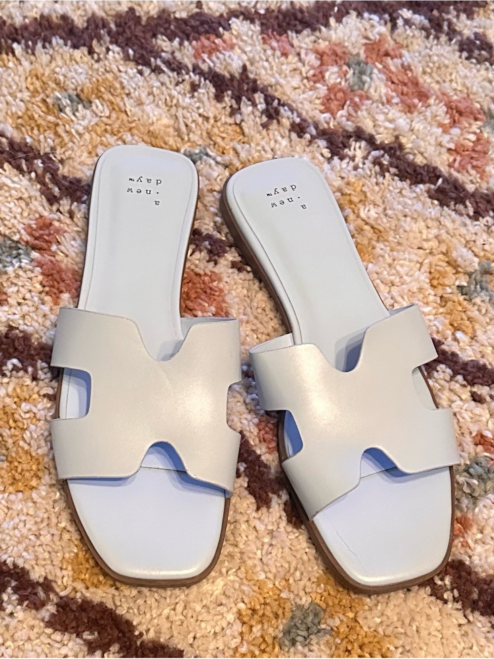 a new day Women's Light Blue Cutout Slide Sandals